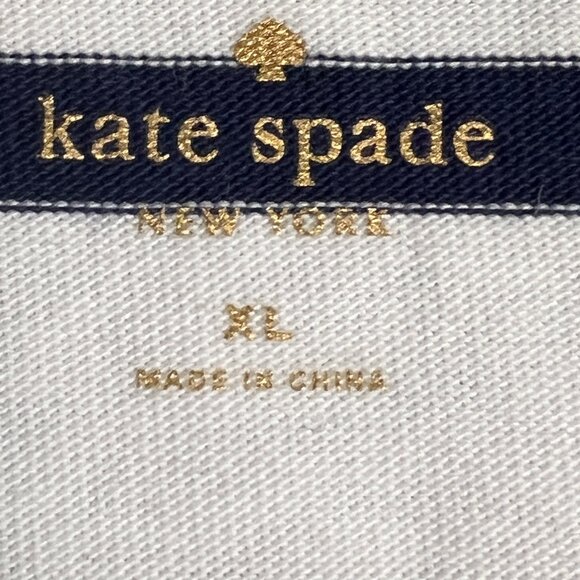kate spade Women's Sweater White Navy Stripes Long Sleeve Size XL V-Neck Pockets - Picture 5 of 9